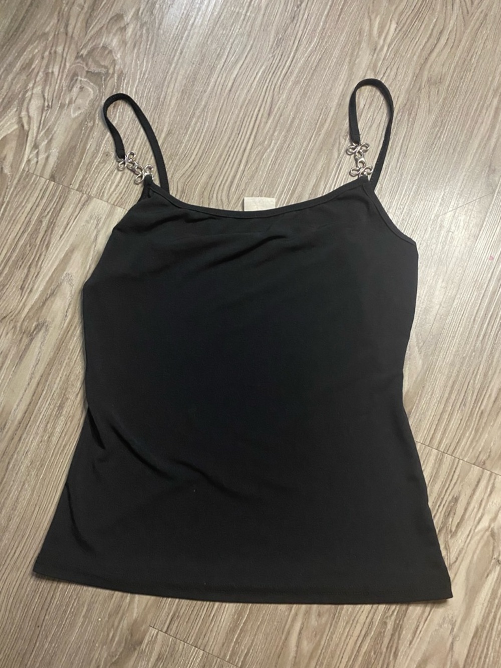 💖Wrapper Black Camisole Y2K Silver Hardware Strap Top